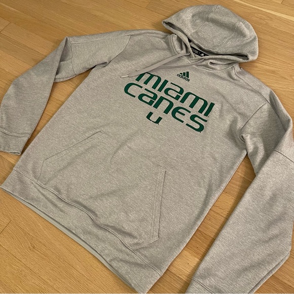 Adidas NCAA University of Miami Canes Gray Hoodie | Size: Medium - Picture 5 of 9
